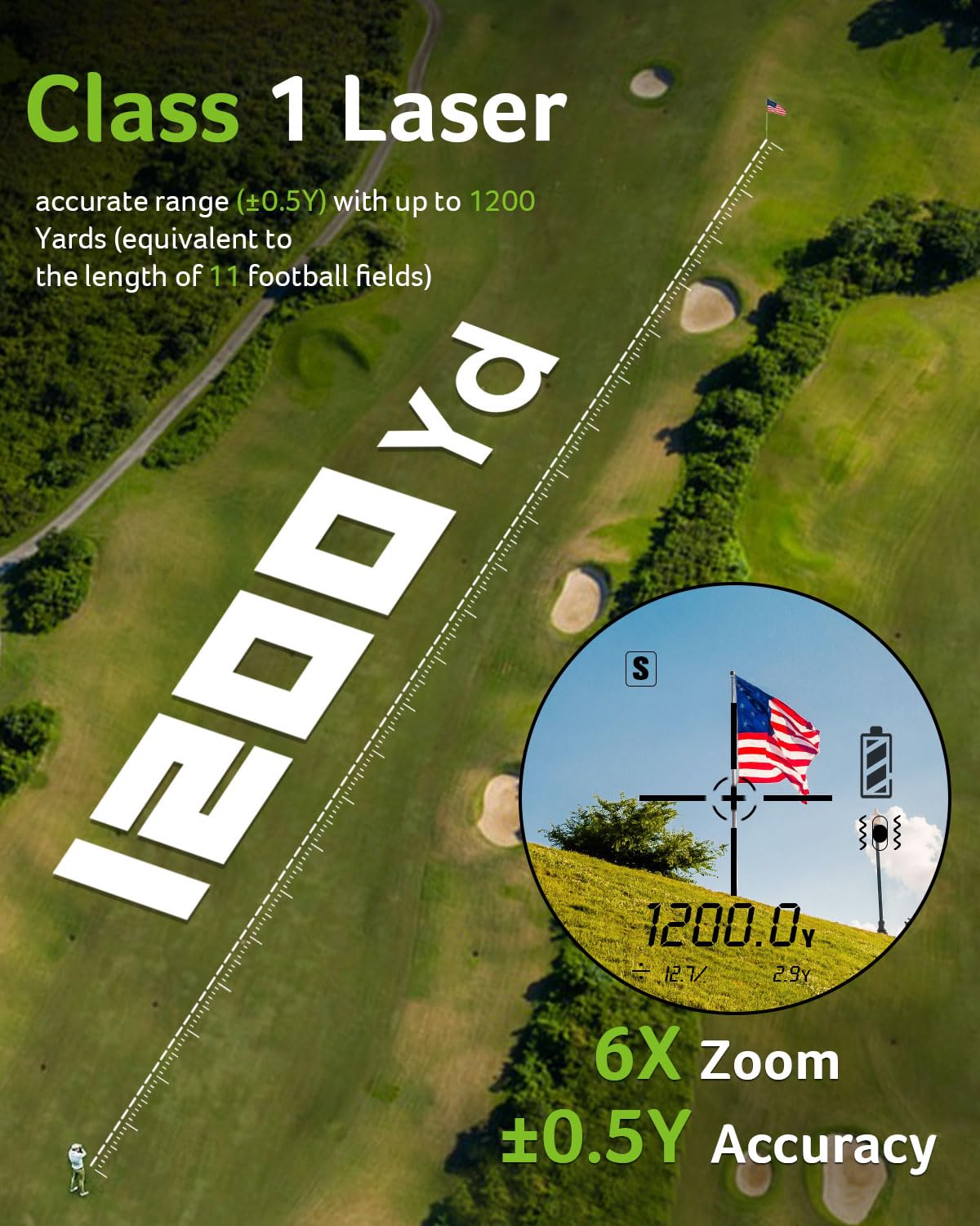 Acer Gadget Golf Rangefinder with Slope - 800/1200Yards Range Finder for Hunting, 6X Magnification with Flag Pole Locking Vibration, Rechargeable Battery with Magnet Stripe, Golf Accessories for Men - digibuy