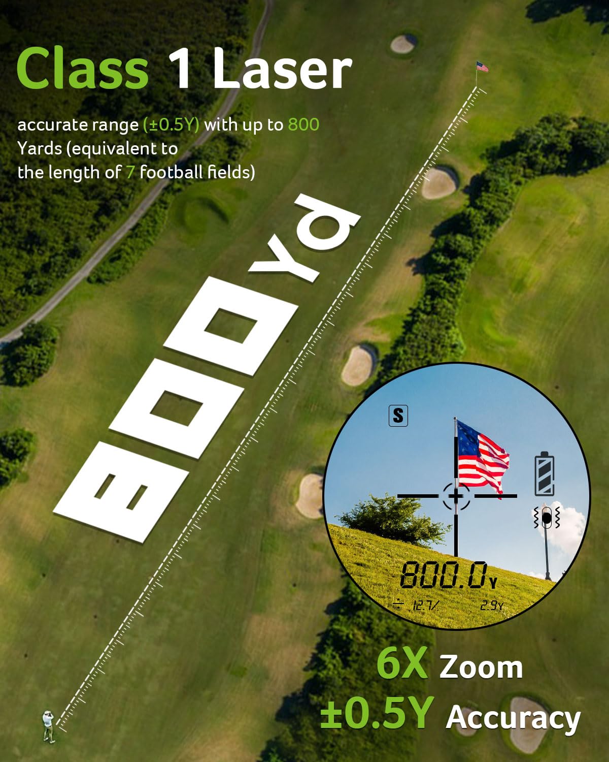 Acer Gadget Golf Rangefinder with Slope - 800/1200Yards Range Finder for Hunting, 6X Magnification with Flag Pole Locking Vibration, Rechargeable Battery with Magnet Stripe, Golf Accessories for Men - digibuy
