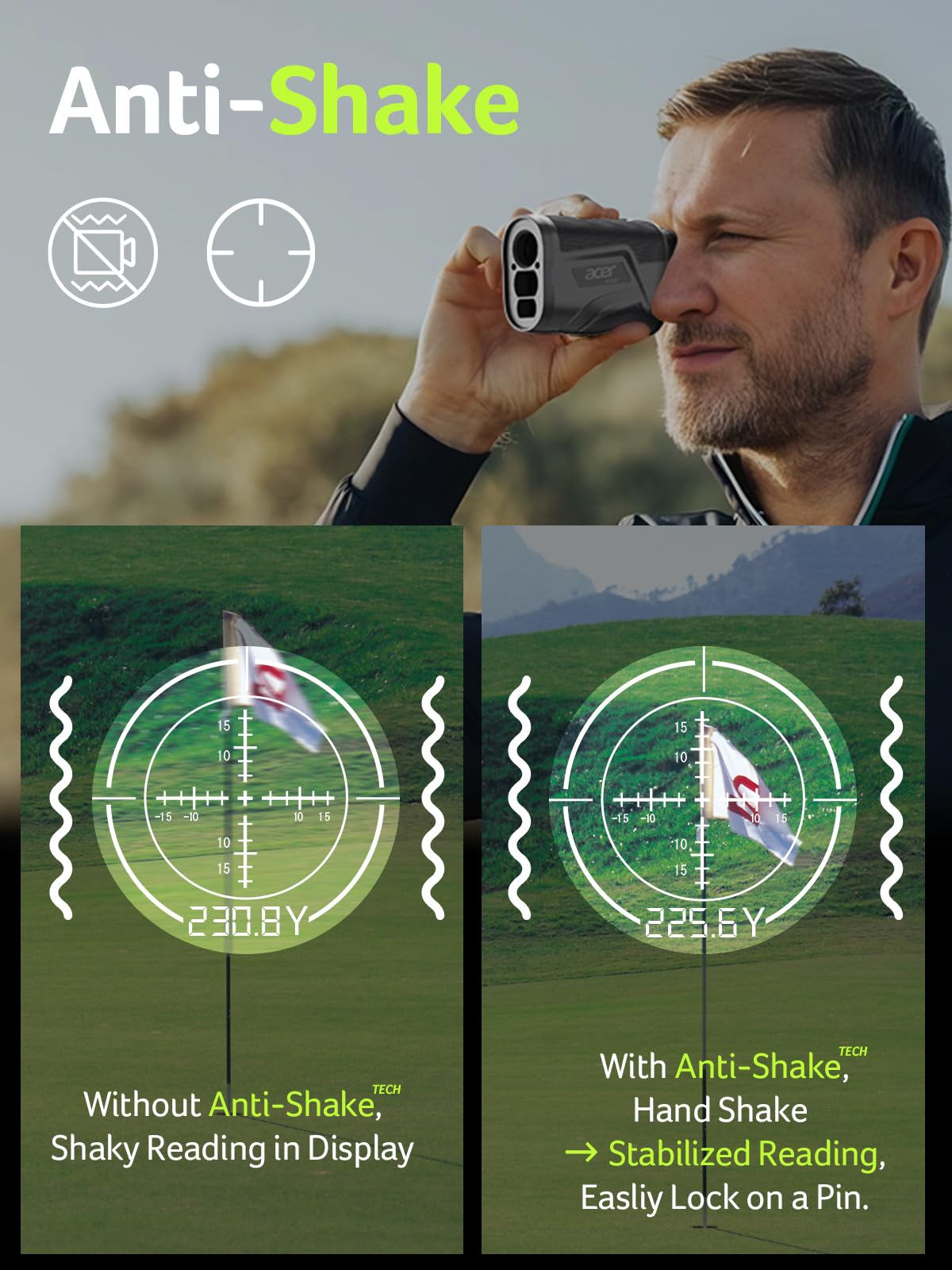 Acer Gadget Golf Rangefinder with Slope - 800/1200Yards Range Finder for Hunting, 6X Magnification with Flag Pole Locking Vibration, Rechargeable Battery with Magnet Stripe, Golf Accessories for Men - digibuy