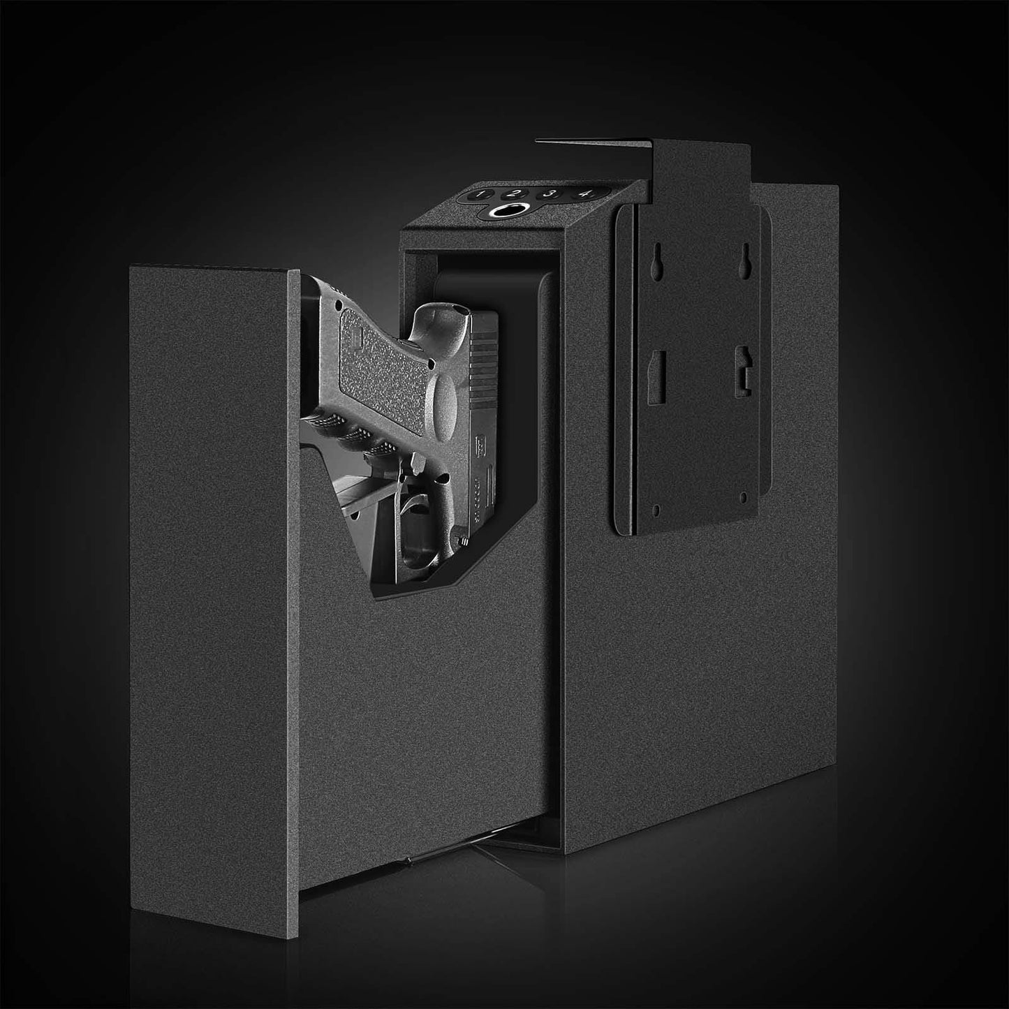 Biometric Slider Handgun Gun Safe for Nightstand, Desk, Bed Side,Truck - Auto Sliding Door Hand Gun Safe for Pistol - with Fingerprint, PIN Code, KEY Access - digibuy
