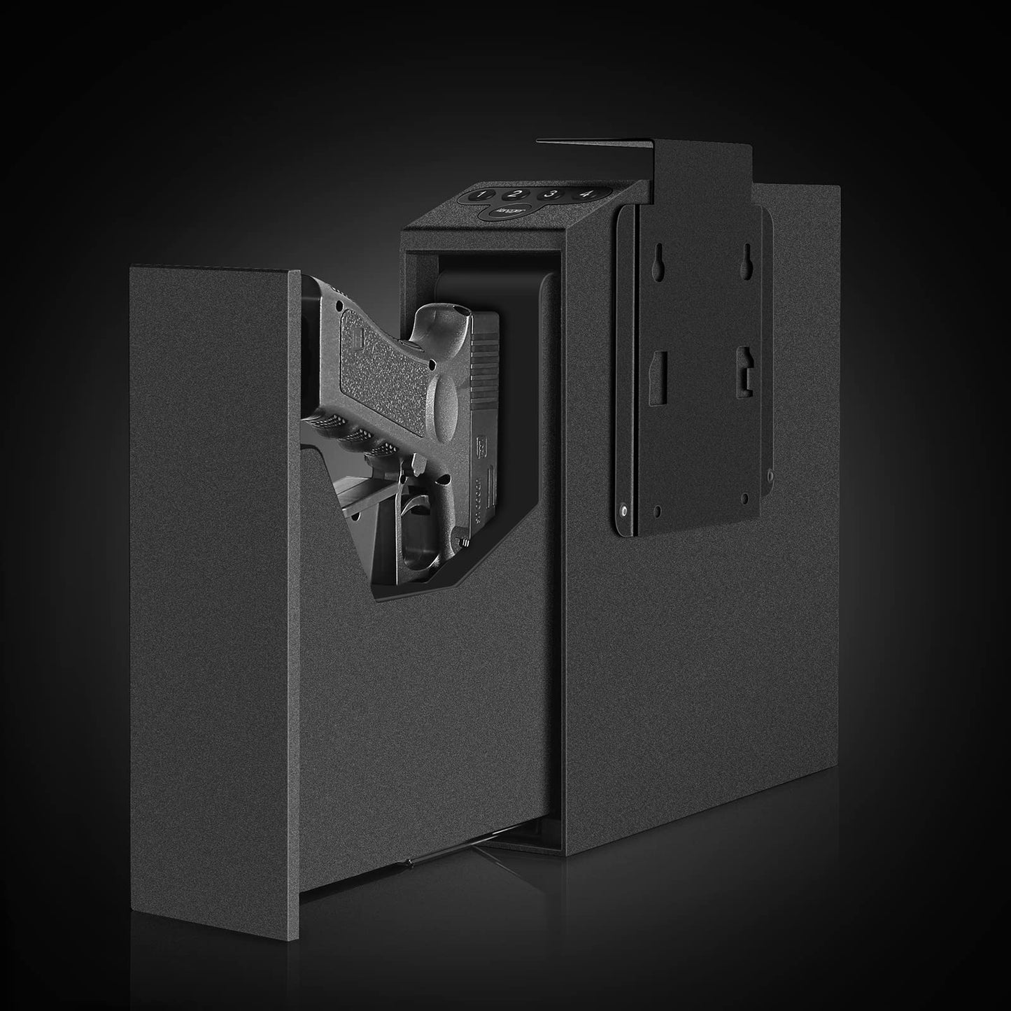 Biometric Slider Handgun Gun Safe for Nightstand, Desk, Bed Side,Truck - Auto Sliding Door Hand Gun Safe for Pistol - with Fingerprint, PIN Code, KEY Access - digibuy