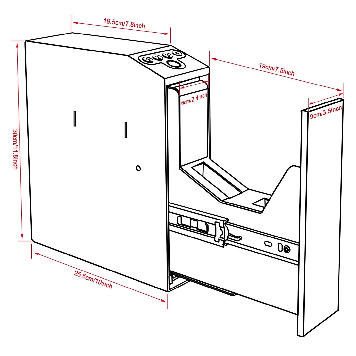 Biometric Slider Handgun Gun Safe for Nightstand, Desk, Bed Side,Truck - Auto Sliding Door Hand Gun Safe for Pistol - with Fingerprint, PIN Code, KEY Access - digibuy