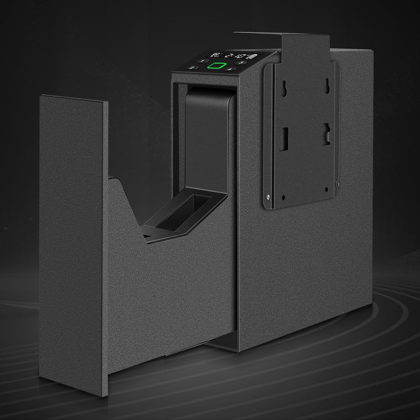 Biometric Slider Handgun Gun Safe for Nightstand, Desk, Bed Side,Truck - Auto Sliding Door Hand Gun Safe for Pistol - with Fingerprint, PIN Code, KEY Access - digibuy