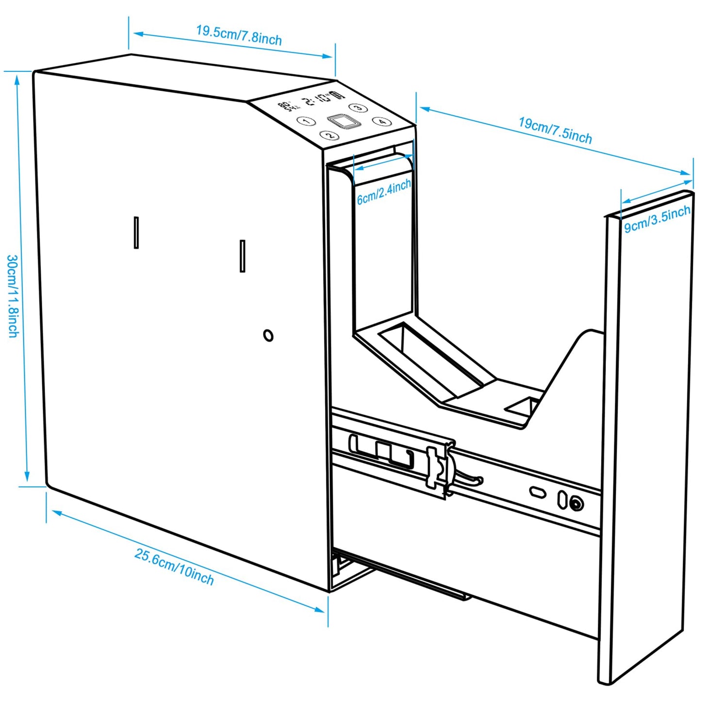 Biometric Slider Handgun Gun Safe for Nightstand, Desk, Bed Side,Truck - Auto Sliding Door Hand Gun Safe for Pistol - with Fingerprint, PIN Code, KEY Access - digibuy