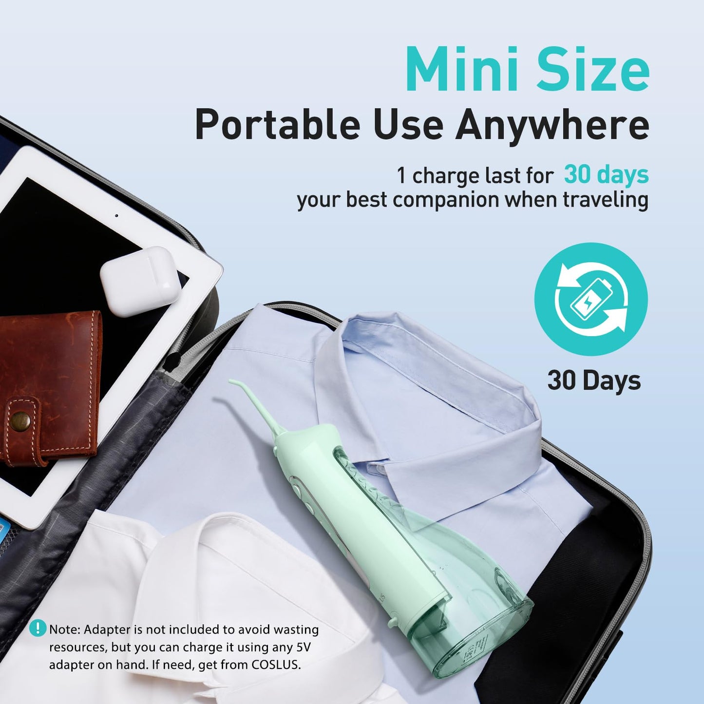 COSLUS Water Dental Flosser Teeth Pick: Portable Cordless Oral Irrigator 300ML Rechargeable Travel Irrigation Cleaner IPX7 Waterproof Electric Flossing Machine for Teeth Cleaning C20(F5020E) - digibuy