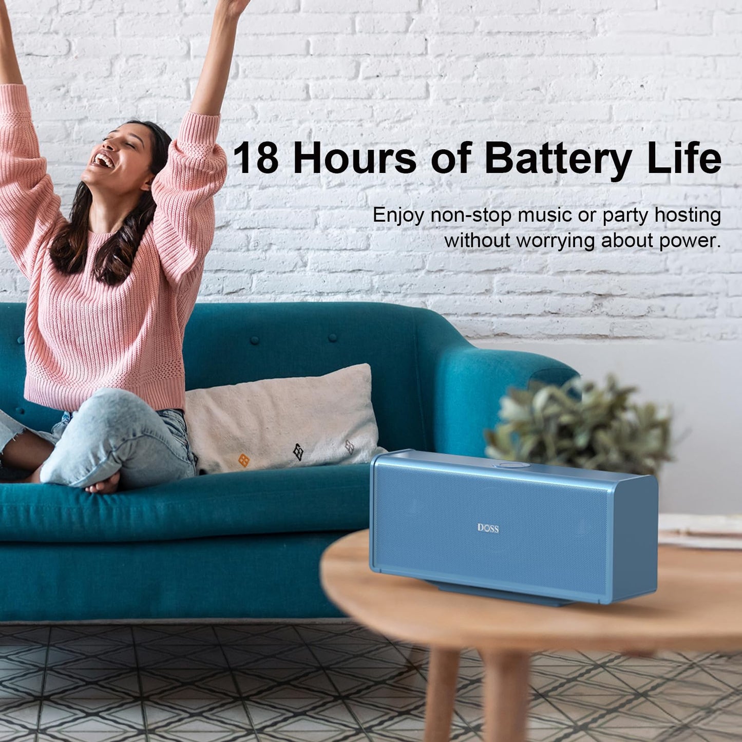 DOSS SoundBox Ultra Bluetooth Speaker with 2.1 Channel Audio, 80W Superior Sound with Deep Bass, Two DSP Technologies, 18H Playtime, BT 5.3, Wireless for Home, Office, Room - Blue - digibuy