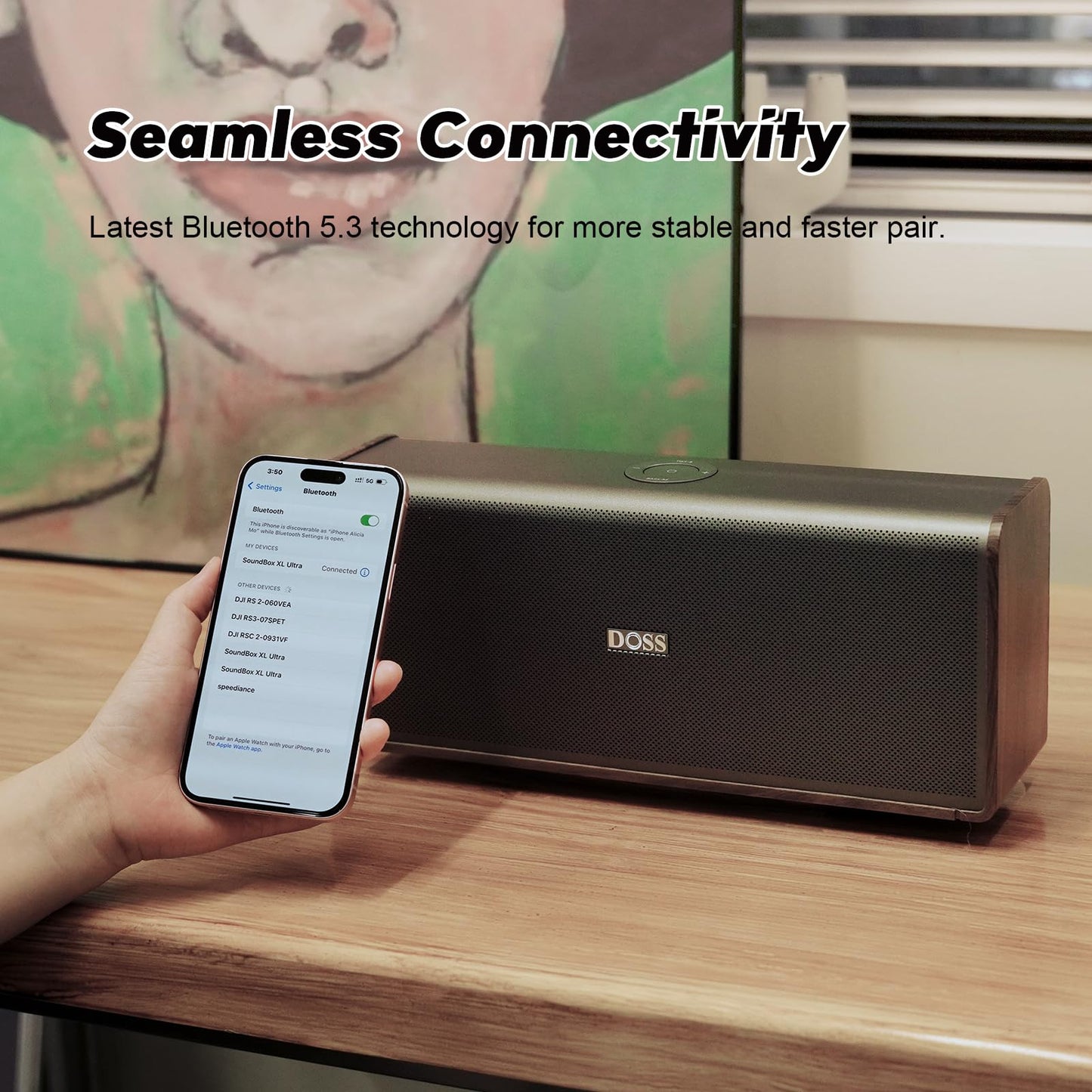 DOSS SoundBox Ultra Bluetooth Speaker with 2.1 Channel Audio, 80W Superior Sound with Deep Bass, Two DSP Technologies, 18H Playtime, BT 5.3, Wireless for Home, Office, Room - Blue - digibuy