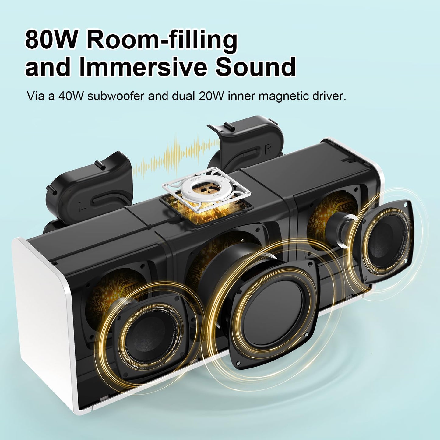 DOSS SoundBox Ultra Bluetooth Speaker with 2.1 Channel Audio, 80W Superior Sound with Deep Bass, Two DSP Technologies, 18H Playtime, BT 5.3, Wireless for Home, Office, Room - Blue - digibuy