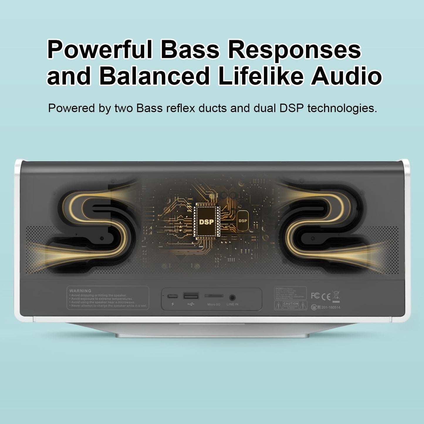 DOSS SoundBox Ultra Bluetooth Speaker with 2.1 Channel Audio, 80W Superior Sound with Deep Bass, Two DSP Technologies, 18H Playtime, BT 5.3, Wireless for Home, Office, Room - Blue - digibuy