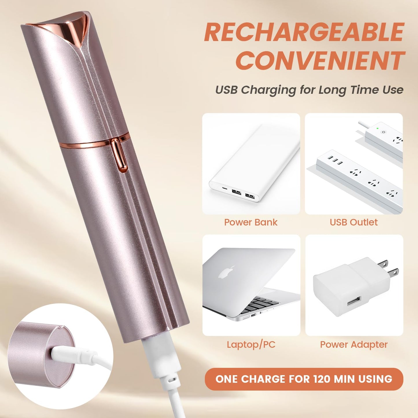 Facial Hair Remover for Women - as Seen on TV Painless Face Shaver - Mini Hair Remover, Electric Razor Shaver Portable Bikini Epilator for Lips, Chin, Armpit, Peach Fuzz, Fingers, Neck, Cheek(Rose Gold) - digibuy