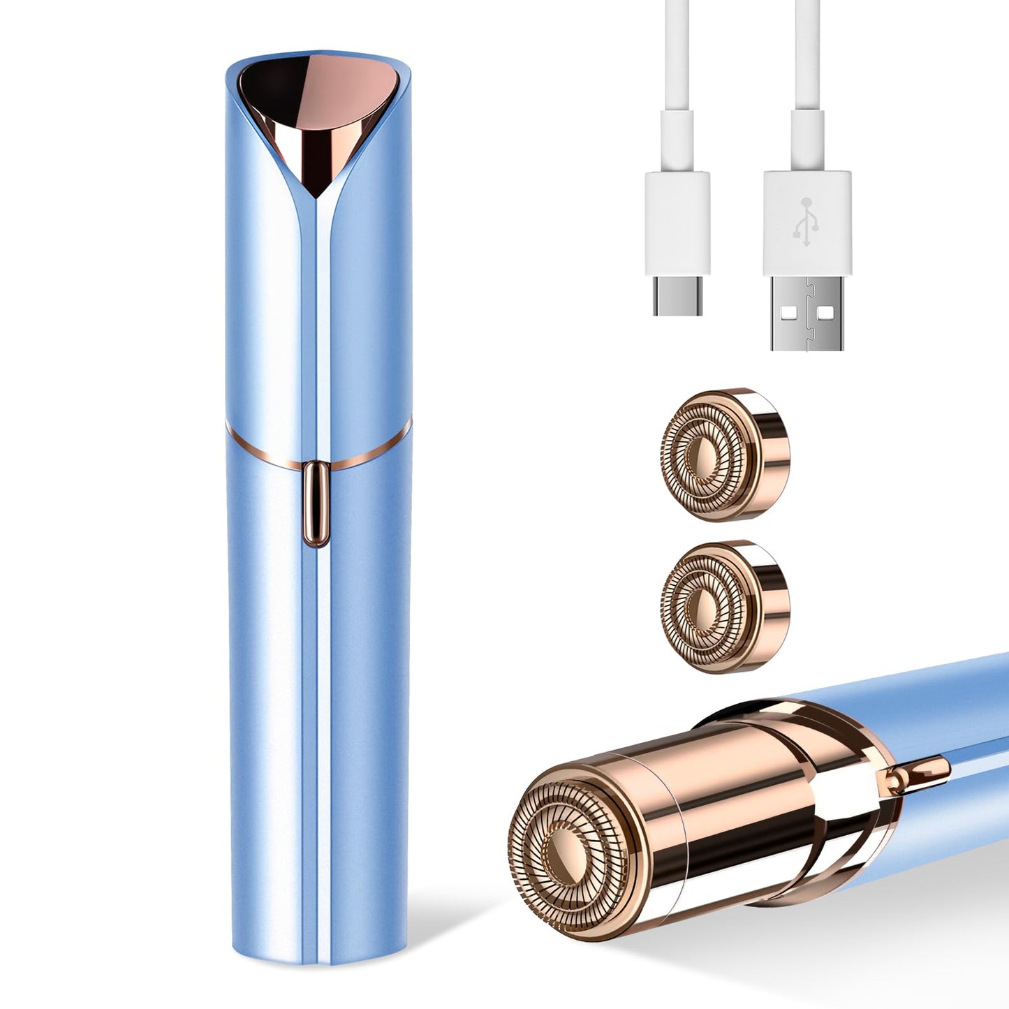 Facial Hair Remover for Women - as Seen on TV Painless Face Shaver - Mini Hair Remover, Electric Razor Shaver Portable Bikini Epilator for Lips, Chin, Armpit, Peach Fuzz, Fingers, Neck, Cheek(Rose Gold) - digibuy