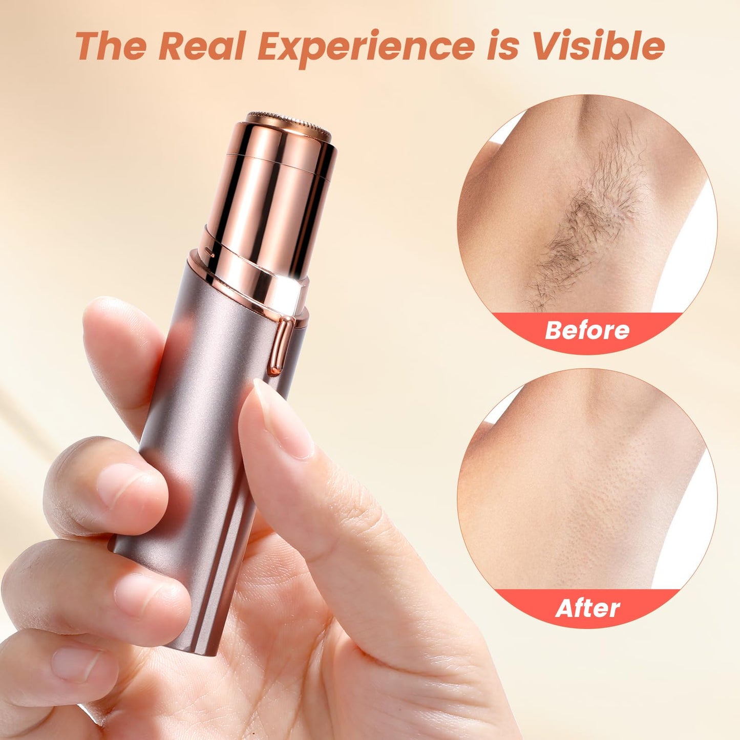 Facial Hair Remover for Women - as Seen on TV Painless Face Shaver - Mini Hair Remover, Electric Razor Shaver Portable Bikini Epilator for Lips, Chin, Armpit, Peach Fuzz, Fingers, Neck, Cheek(Rose Gold) - digibuy