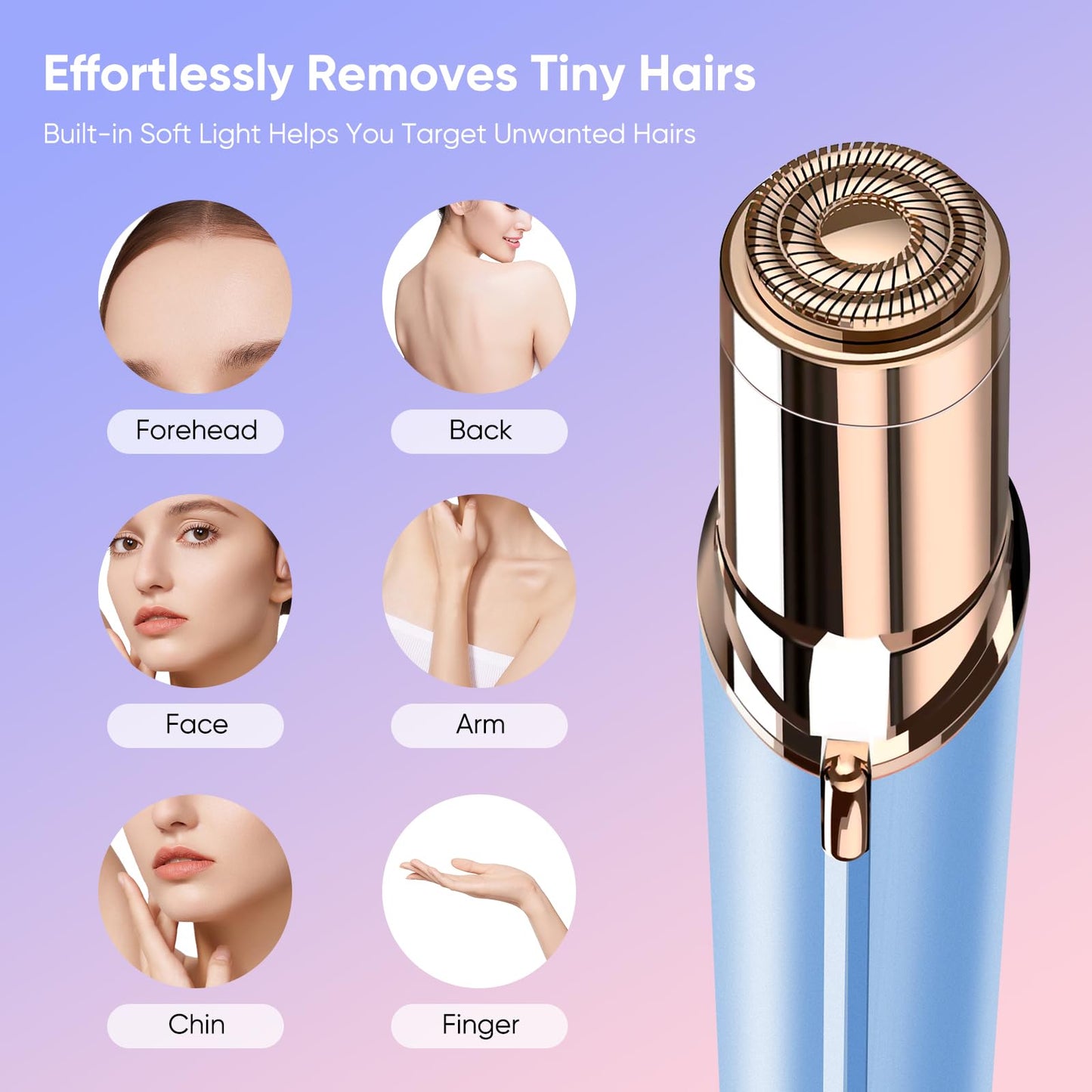 Facial Hair Remover for Women - as Seen on TV Painless Face Shaver - Mini Hair Remover, Electric Razor Shaver Portable Bikini Epilator for Lips, Chin, Armpit, Peach Fuzz, Fingers, Neck, Cheek(Rose Gold) - digibuy
