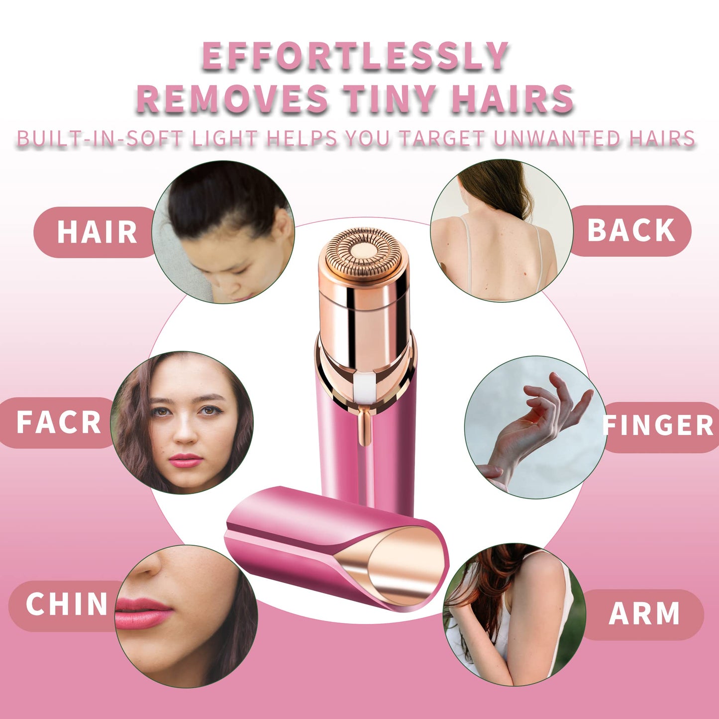 Facial Hair Remover for Women - as Seen on TV Painless Face Shaver - Mini Hair Remover, Electric Razor Shaver Portable Bikini Epilator for Lips, Chin, Armpit, Peach Fuzz, Fingers, Neck, Cheek(Rose Gold) - digibuy