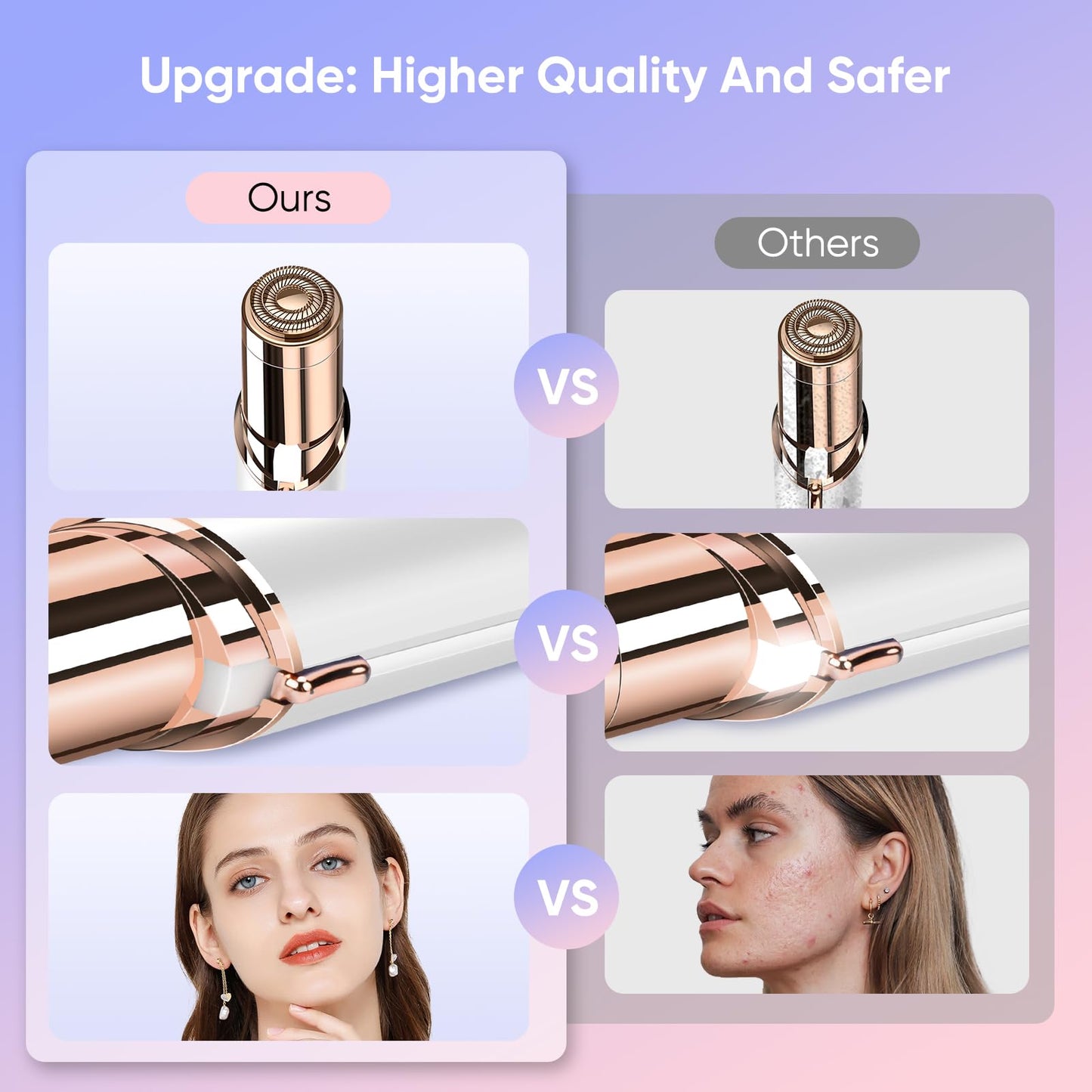 Facial Hair Remover for Women - as Seen on TV Painless Face Shaver - Mini Hair Remover, Electric Razor Shaver Portable Bikini Epilator for Lips, Chin, Armpit, Peach Fuzz, Fingers, Neck, Cheek(Rose Gold) - digibuy