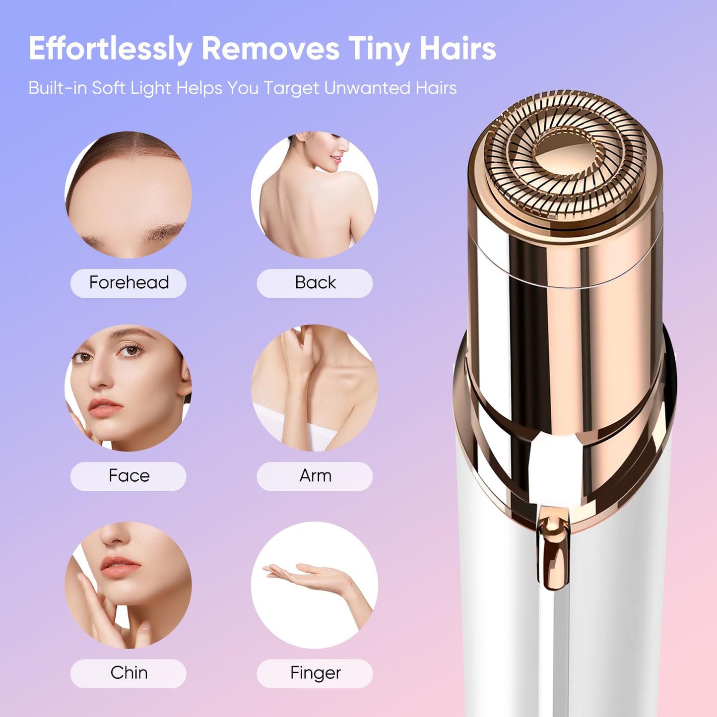 Facial Hair Remover for Women - as Seen on TV Painless Face Shaver - Mini Hair Remover, Electric Razor Shaver Portable Bikini Epilator for Lips, Chin, Armpit, Peach Fuzz, Fingers, Neck, Cheek(Rose Gold) - digibuy