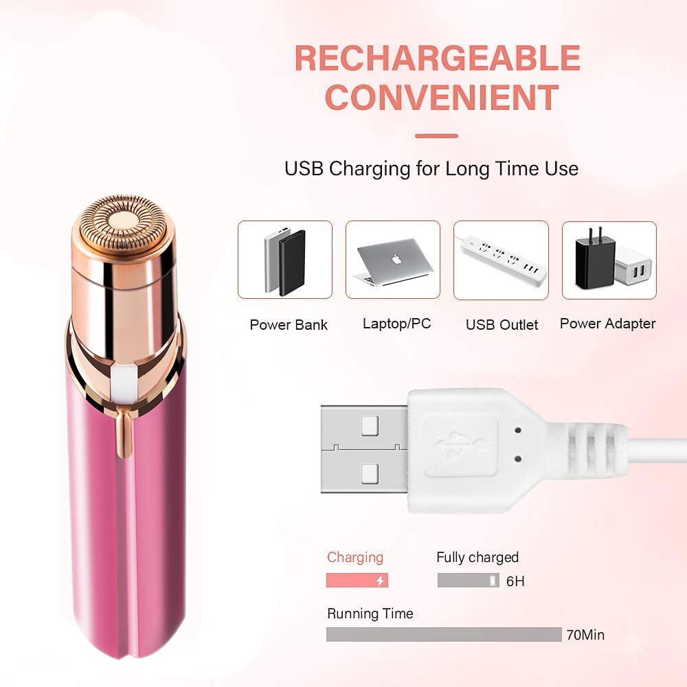 Facial Hair Remover for Women - as Seen on TV Painless Face Shaver - Mini Hair Remover, Electric Razor Shaver Portable Bikini Epilator for Lips, Chin, Armpit, Peach Fuzz, Fingers, Neck, Cheek(Rose Gold) - digibuy