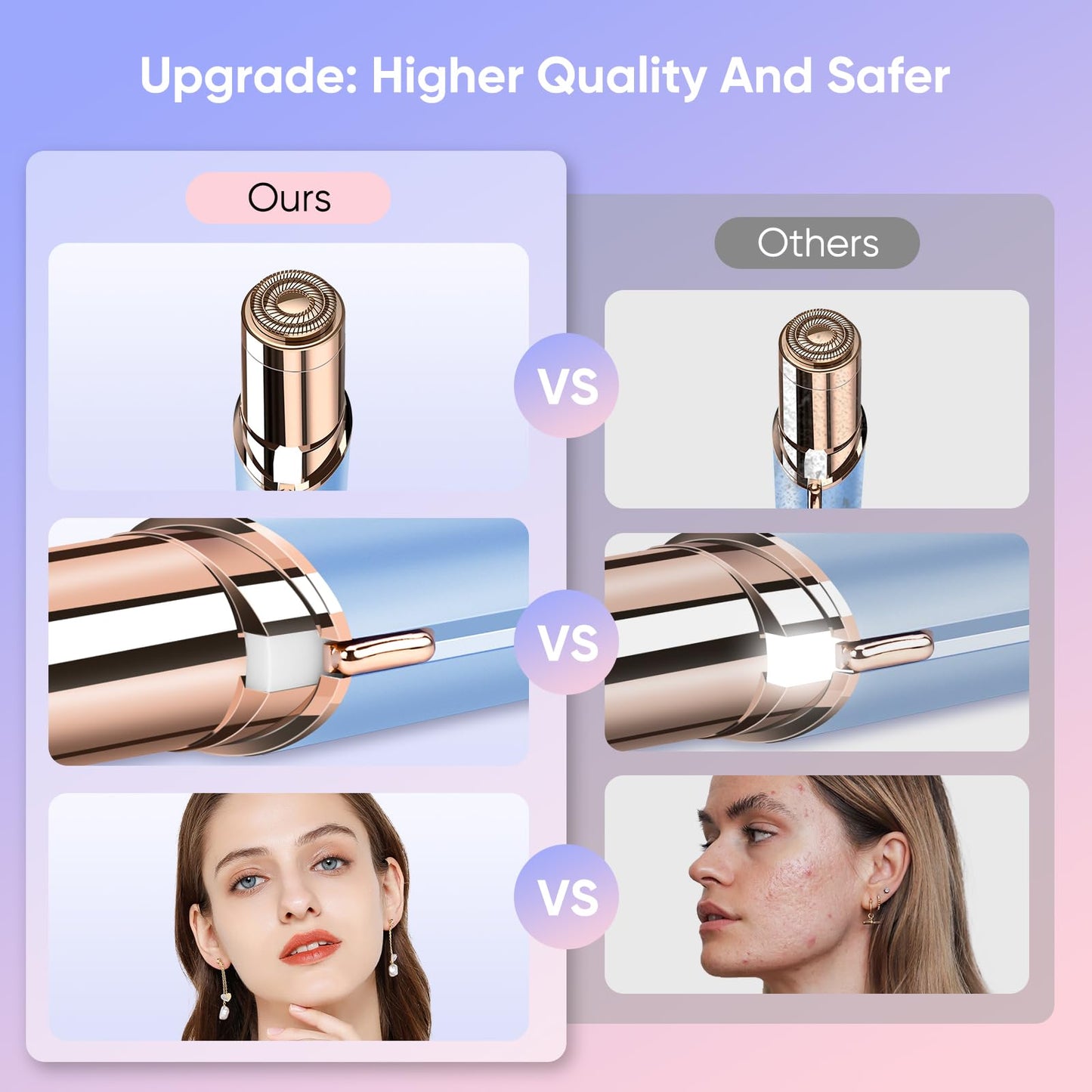 Facial Hair Remover for Women - as Seen on TV Painless Face Shaver - Mini Hair Remover, Electric Razor Shaver Portable Bikini Epilator for Lips, Chin, Armpit, Peach Fuzz, Fingers, Neck, Cheek(Rose Gold) - digibuy