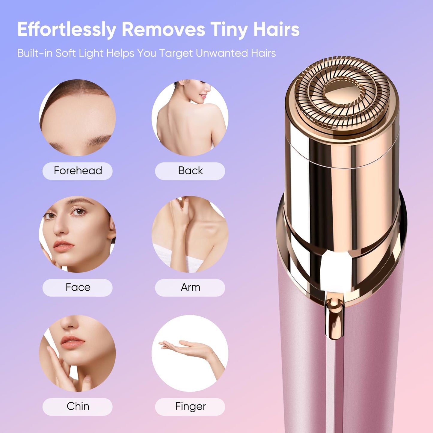 Facial Hair Remover for Women - as Seen on TV Painless Face Shaver - Mini Hair Remover, Electric Razor Shaver Portable Bikini Epilator for Lips, Chin, Armpit, Peach Fuzz, Fingers, Neck, Cheek(Rose Gold) - digibuy