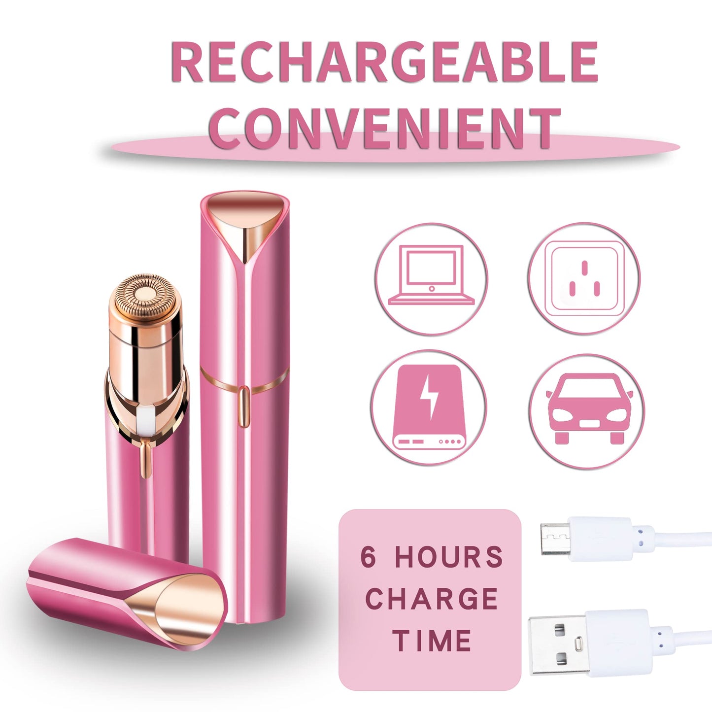 Facial Hair Remover for Women - as Seen on TV Painless Face Shaver - Mini Hair Remover, Electric Razor Shaver Portable Bikini Epilator for Lips, Chin, Armpit, Peach Fuzz, Fingers, Neck, Cheek(Rose Gold) - digibuy