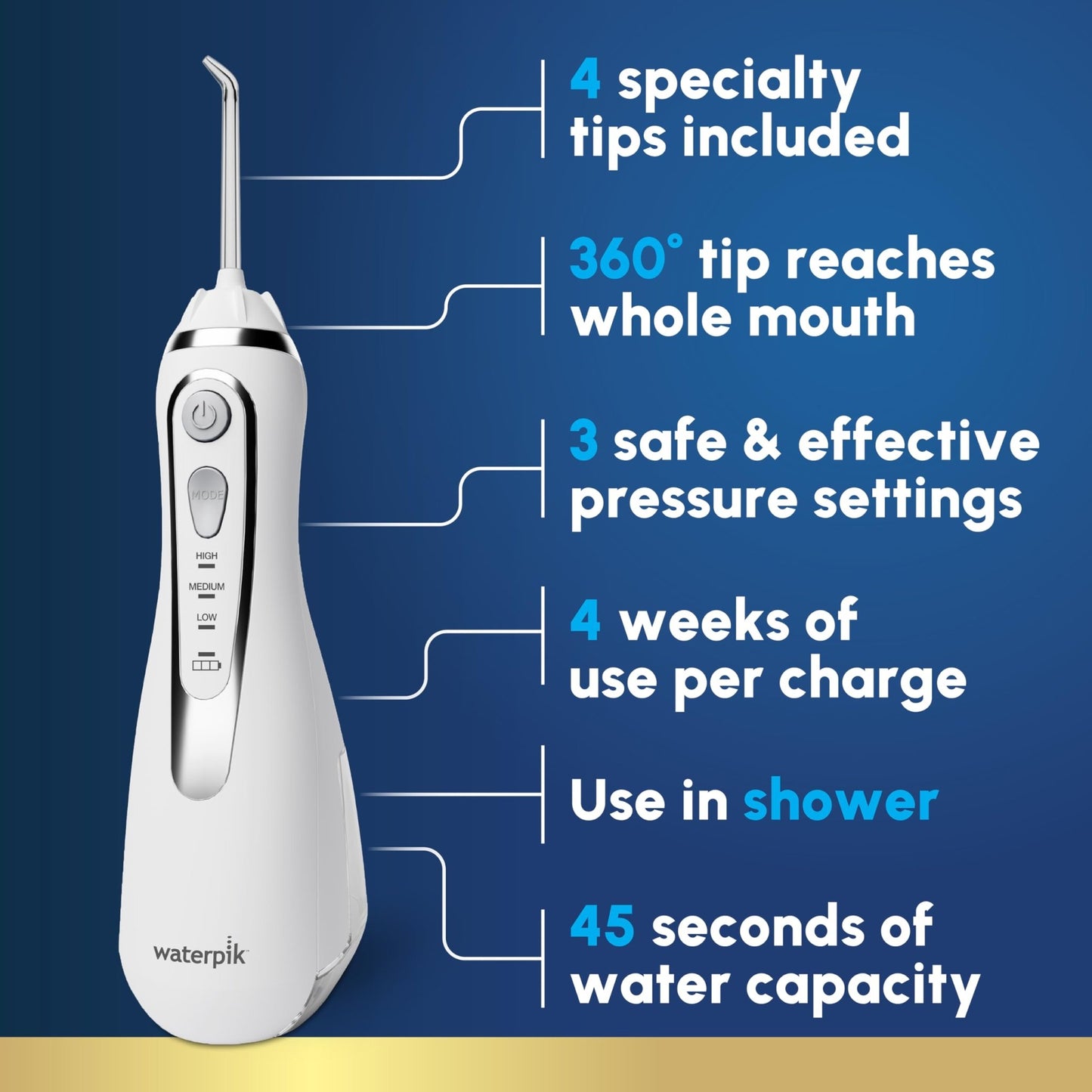 Waterpik Cordless Advanced 2.0 Water Flosser For Teeth, Gums, Braces, Dental Care With Travel Bag and 4 Tips, ADA Accepted, Rechargeable, Portable, and Waterproof, Black WP - 582, Packaging May Vary - digibuy