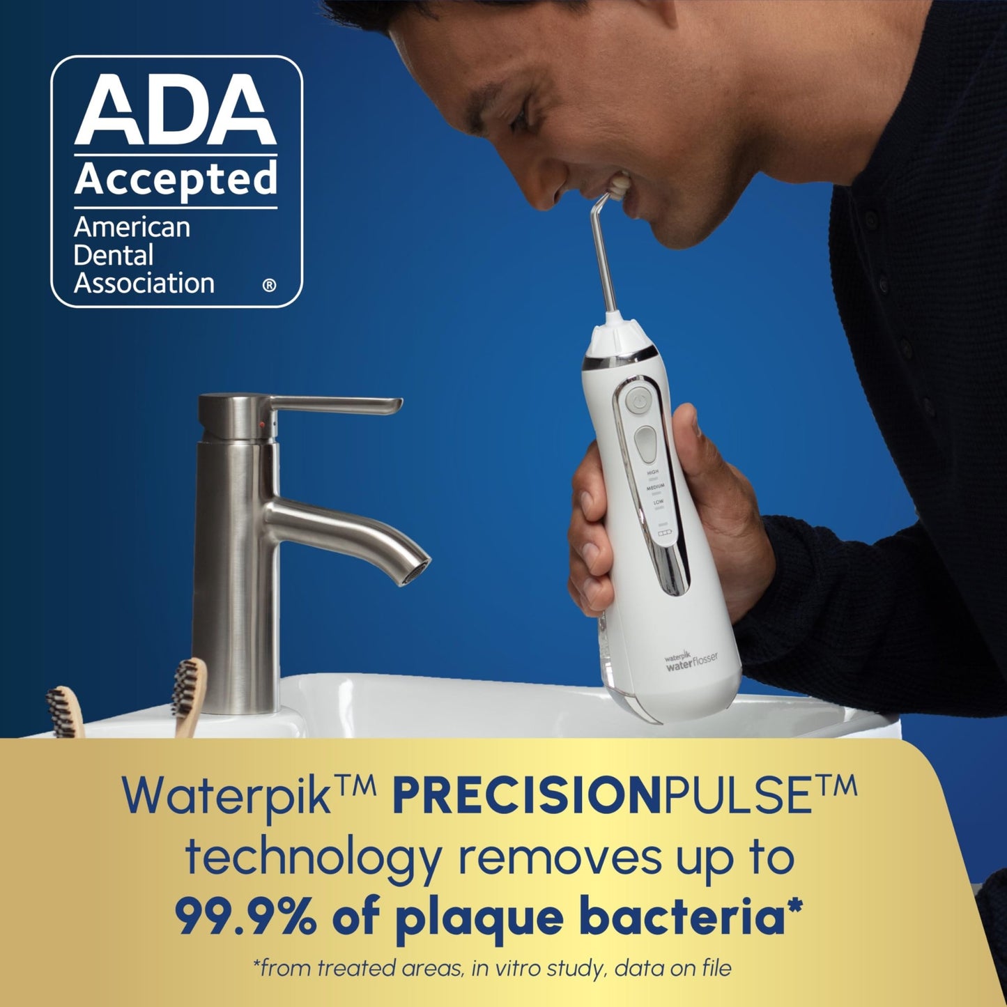 Waterpik Cordless Advanced 2.0 Water Flosser For Teeth, Gums, Braces, Dental Care With Travel Bag and 4 Tips, ADA Accepted, Rechargeable, Portable, and Waterproof, Black WP - 582, Packaging May Vary - digibuy