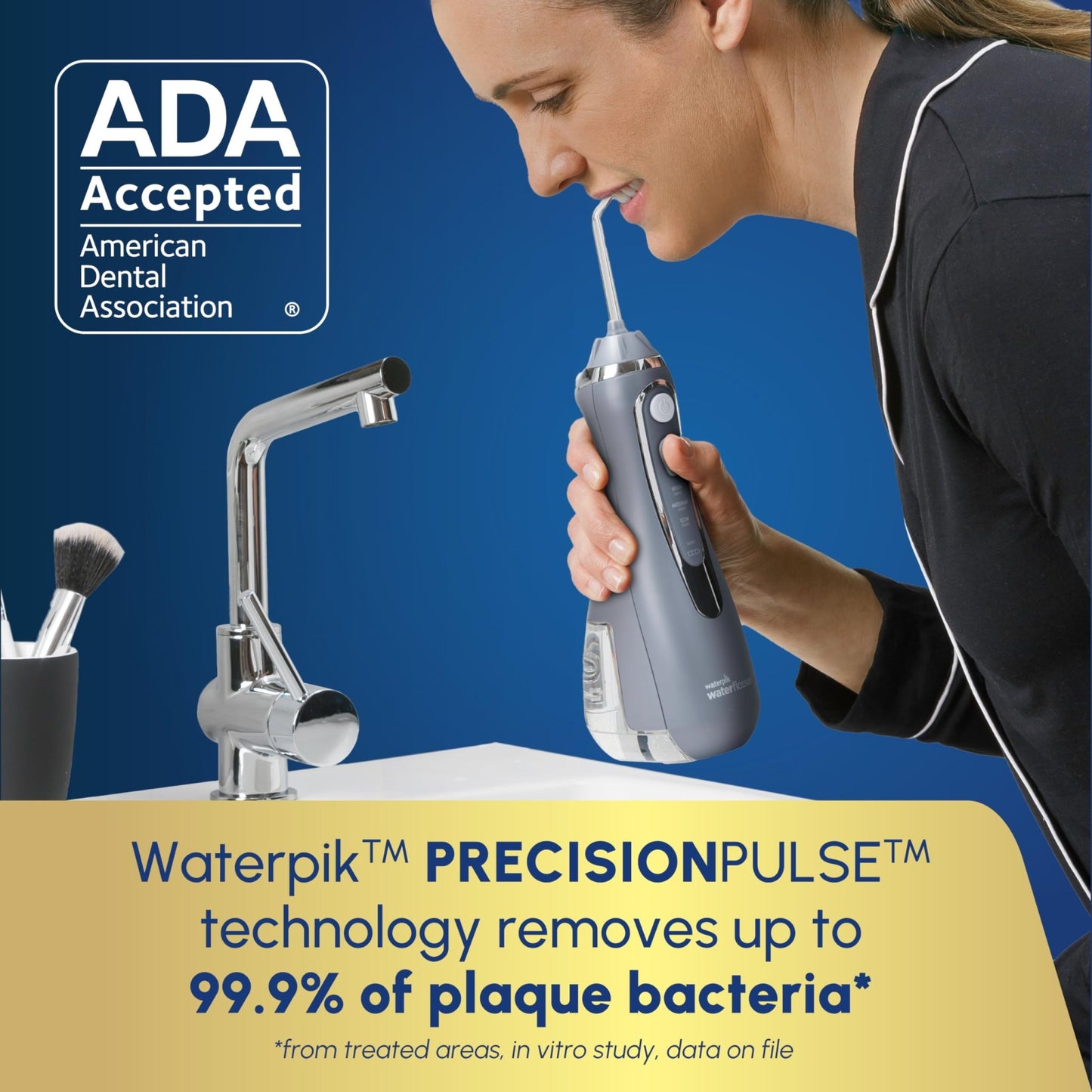 Waterpik Cordless Advanced 2.0 Water Flosser For Teeth, Gums, Braces, Dental Care With Travel Bag and 4 Tips, ADA Accepted, Rechargeable, Portable, and Waterproof, Black WP - 582, Packaging May Vary - digibuy