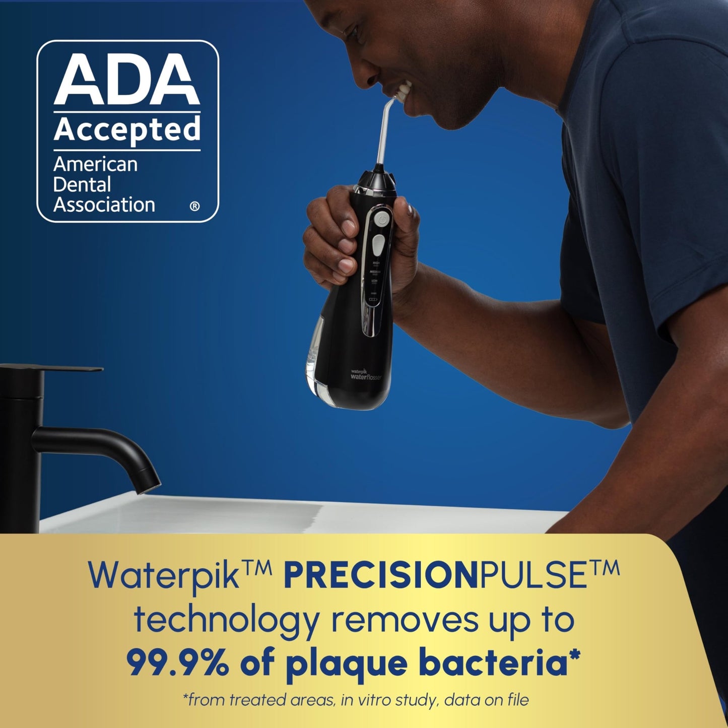 Waterpik Cordless Advanced 2.0 Water Flosser For Teeth, Gums, Braces, Dental Care With Travel Bag and 4 Tips, ADA Accepted, Rechargeable, Portable, and Waterproof, Black WP - 582, Packaging May Vary - digibuy