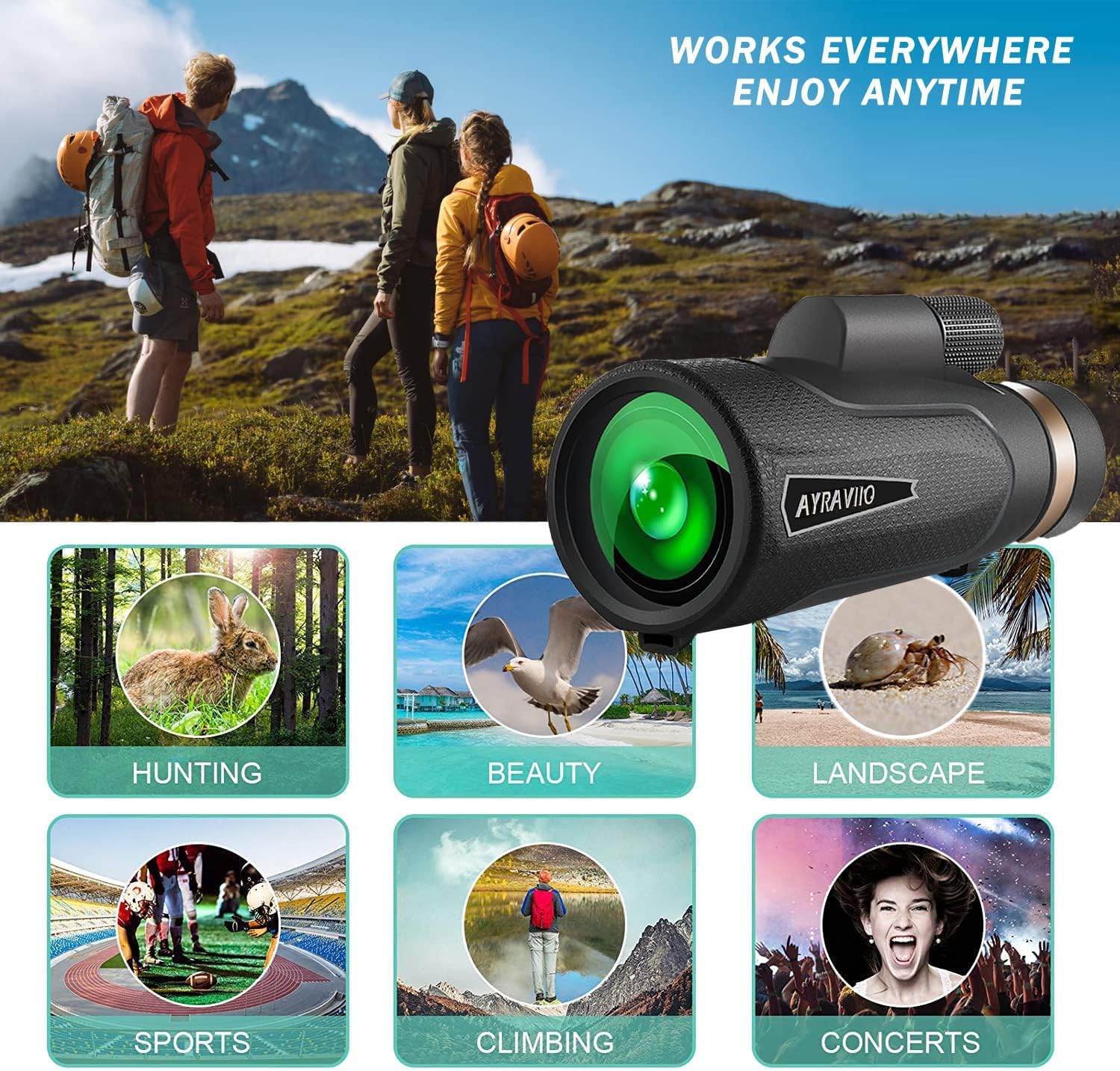 12x60 Monocular Telescope with Smartphone Holder & Upgraded Tripod, High Powered SMC & BAK4 Scope, Birthday Gifts for Men Dad Him Husband Teen, Gifts for Christmas, Outdoors Survival Hiking Gear - digibuy
