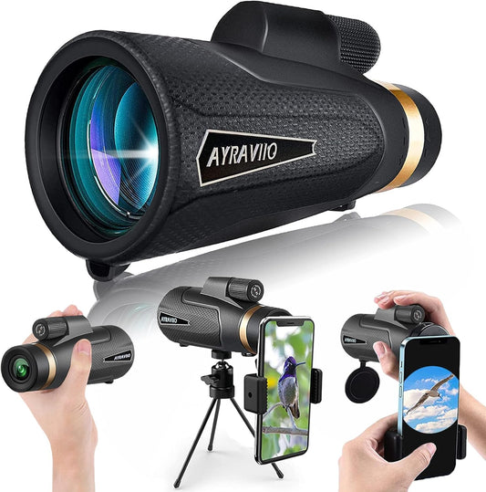 12x60 Monocular Telescope with Smartphone Holder & Upgraded Tripod, High Powered SMC & BAK4 Scope, Birthday Gifts for Men Dad Him Husband Teen, Gifts for Christmas, Outdoors Survival Hiking Gear - digibuy