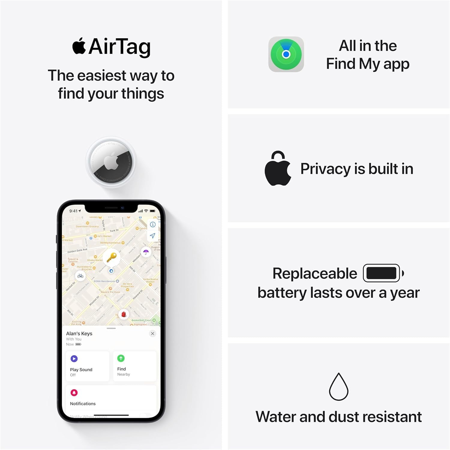 Apple AirTag 4 Pack. Keep Track of and find Your Keys, Wallet, Luggage, Backpack, and More. Simple one - tap Set up with iPhone or iPad - digibuy
