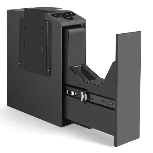 Biometric Slider Handgun Gun Safe for Nightstand, Desk, Bed Side,Truck - Auto Sliding Door Hand Gun Safe for Pistol - with Fingerprint, PIN Code, KEY Access - digibuy