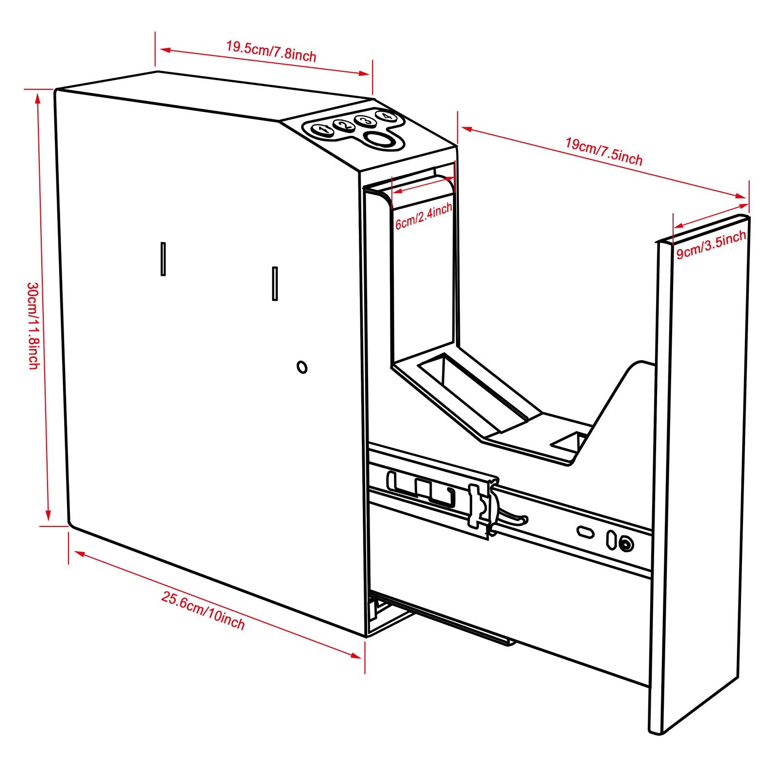 Biometric Slider Handgun Gun Safe for Nightstand, Desk, Bed Side,Truck - Auto Sliding Door Hand Gun Safe for Pistol - with Fingerprint, PIN Code, KEY Access - digibuy