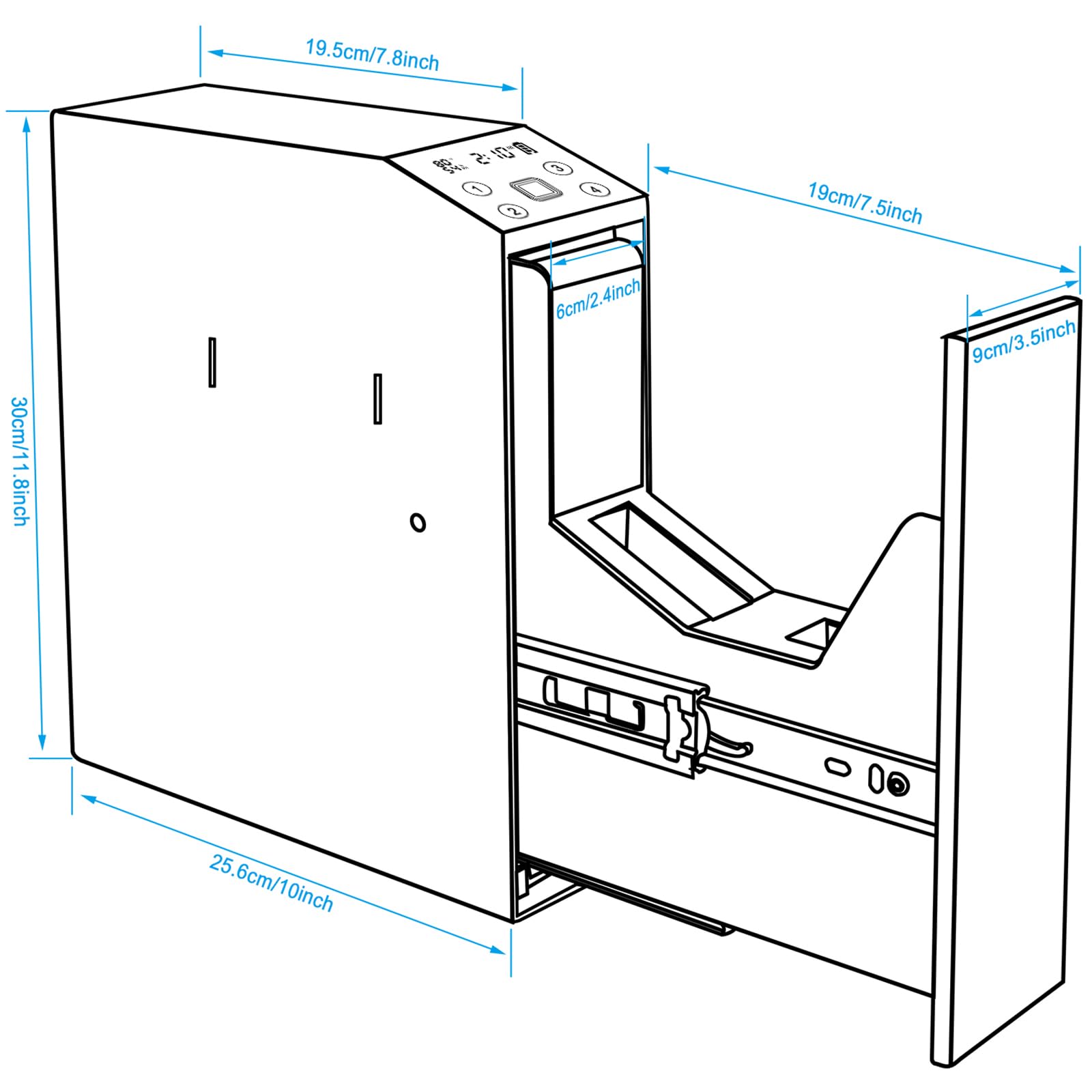 Biometric Slider Handgun Gun Safe for Nightstand, Desk, Bed Side,Truck - Auto Sliding Door Hand Gun Safe for Pistol - with Fingerprint, PIN Code, KEY Access - digibuy