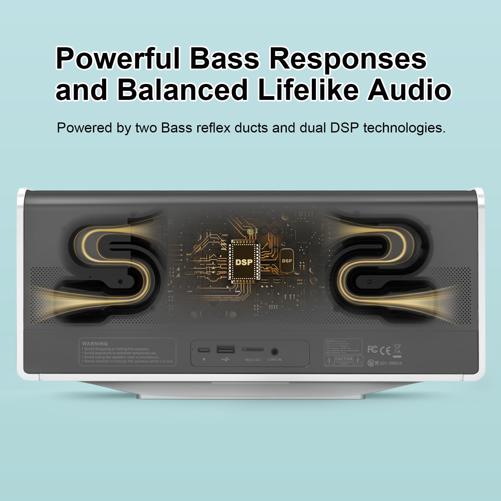 DOSS SoundBox Ultra Bluetooth Speaker with 2.1 Channel Audio, 80W Superior Sound with Deep Bass, Two DSP Technologies, 18H Playtime, BT 5.3, Wireless for Home, Office, Room - Blue - digibuy