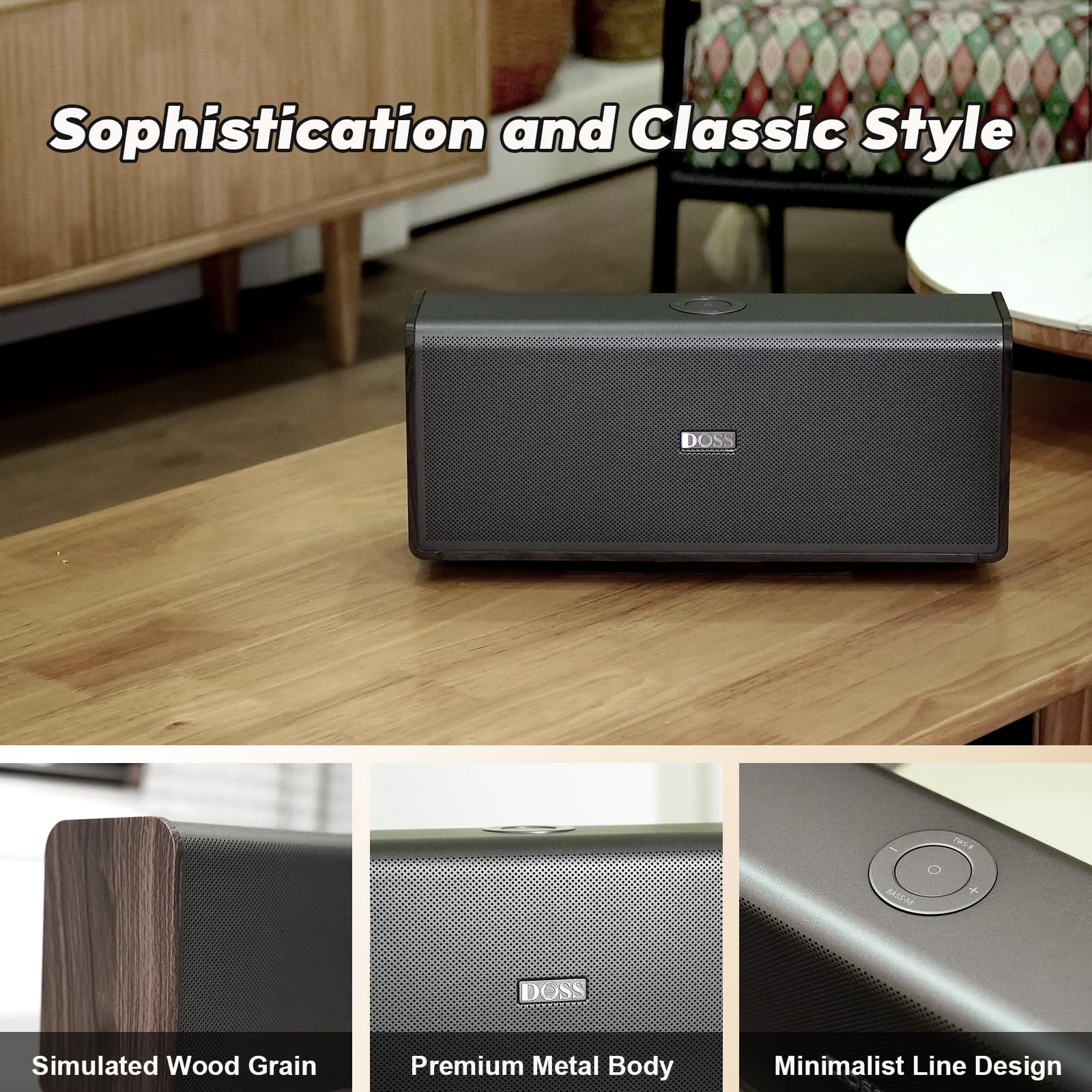 DOSS SoundBox Ultra Bluetooth Speaker with 2.1 Channel Audio, 80W Superior Sound with Deep Bass, Two DSP Technologies, 18H Playtime, BT 5.3, Wireless for Home, Office, Room - Blue - digibuy