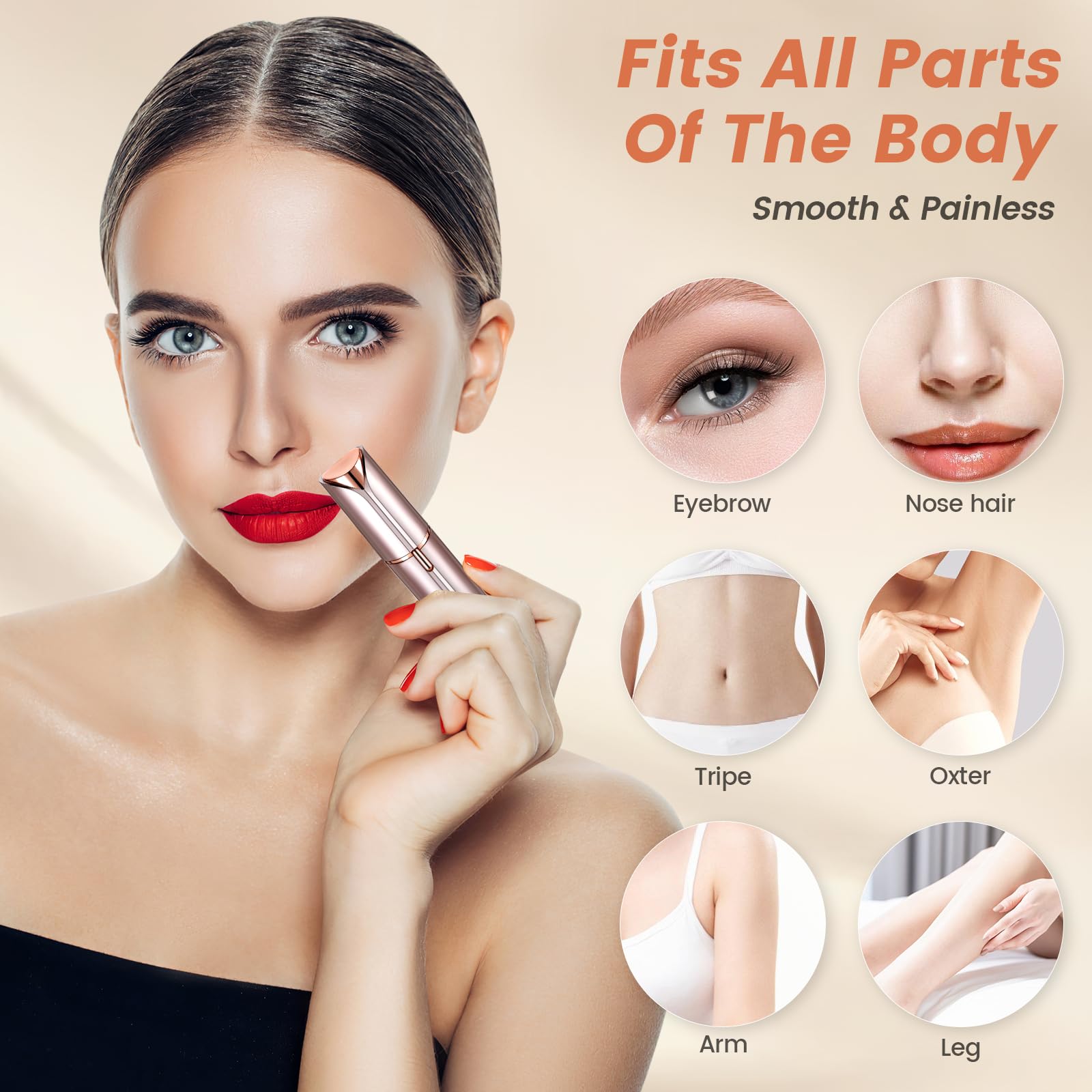 Facial Hair Remover for Women - as Seen on TV Painless Face Shaver - Mini Hair Remover, Electric Razor Shaver Portable Bikini Epilator for Lips, Chin, Armpit, Peach Fuzz, Fingers, Neck, Cheek(Rose Gold) - digibuy