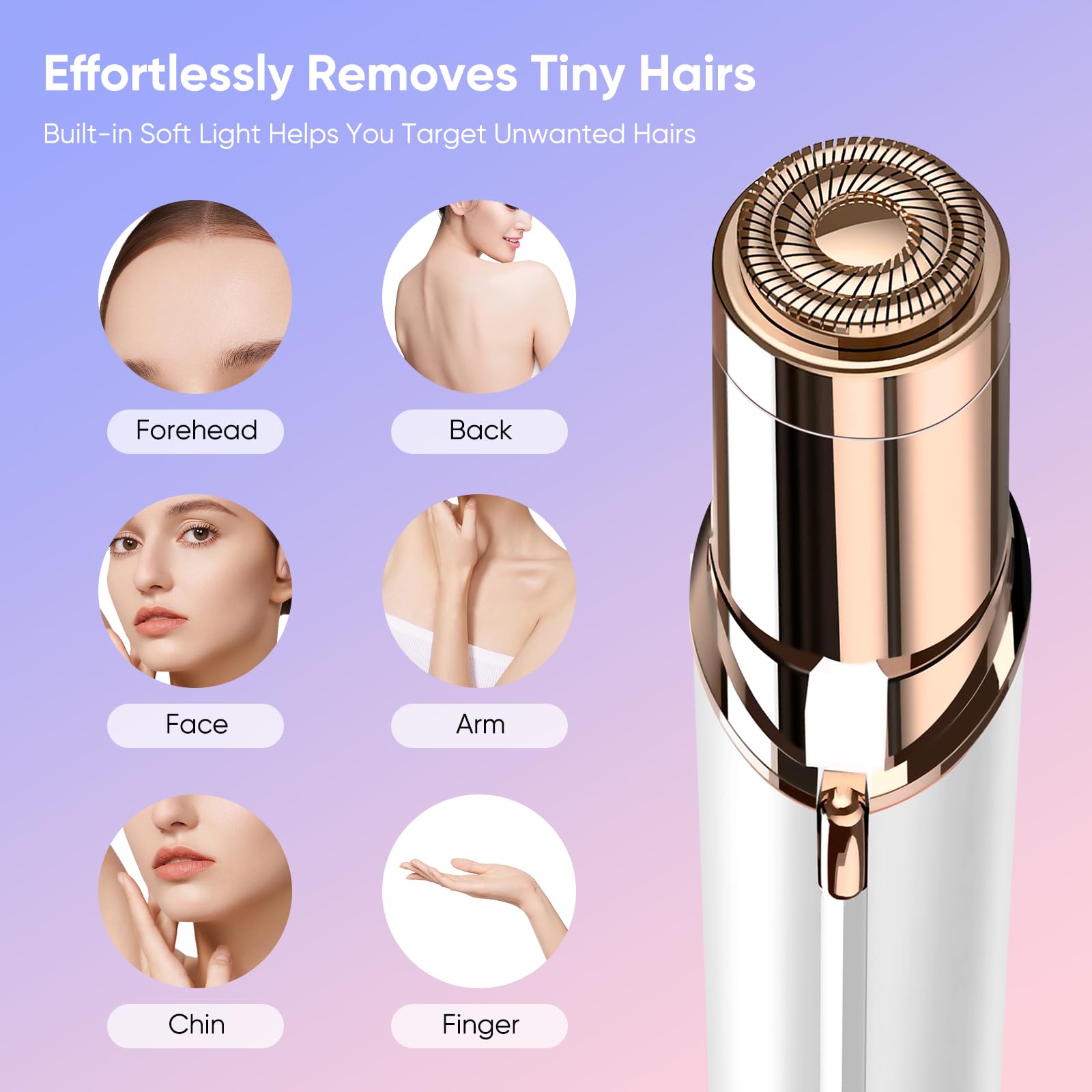 Facial Hair Remover for Women - as Seen on TV Painless Face Shaver - Mini Hair Remover, Electric Razor Shaver Portable Bikini Epilator for Lips, Chin, Armpit, Peach Fuzz, Fingers, Neck, Cheek(Rose Gold) - digibuy